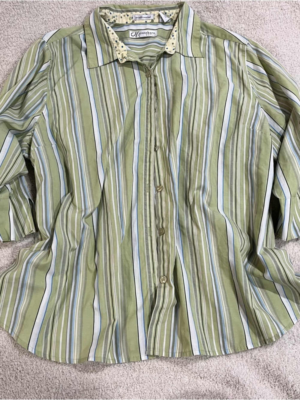 Y2K striped dressbarn women’s button down plus size 22/24 wrinkle resistant